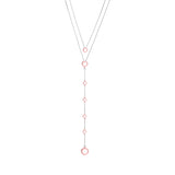 Sterling Silver High Polished Double Layer Long Drop Y Shape with Ball Accent Necklace Pendant on Cable Chain 18"