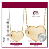 14K Yellow Gold Large or Medium Polished Shiny Puffy Heart on Strong  Rolo Chain 17" with 2" Extension to Accommodate 15"