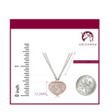 14K White and Rose Gold Pavé CZ  Puffy Heart Necklace with Bezel Set CZ Accents 16" Chain