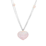 14K White and Rose Gold Pavé CZ  Puffy Heart Necklace with Bezel Set CZ Accents 16