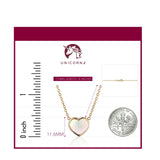 14K Yellow Gold Heart Pendant necklace Mother of Pearl or Pink for Girls and Women Italy 16"