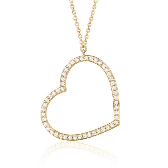 14K Gold Sideways Diamond Heart in Micro Pave Setting – FERKOS FJ