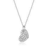 Heart Pendant Necklace in 14k White Gold with CZ