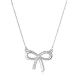 Bow Pendant Necklace in 14K Yellow or White Gold with CZ