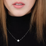 14K Yellow White or Rose Gold Necklace Pendant with Floating Freshwater Cultured Pearl 15.5"