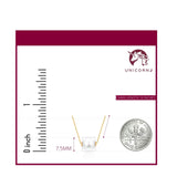 14K Yellow White or Rose Gold Necklace Pendant with Floating Freshwater Cultured Pearl 15.5"