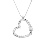 Heart Pendant Necklace in 14k White Gold with CZ