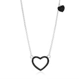 Sterling Silver 925 Open Heart Necklace Pendant Girls Teens Cubic Zirconia 15" Strong Rolo Chain Italy UnicornJ