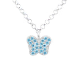Butterfly Pendant Necklace in Sterling Silver with CZ Pavé