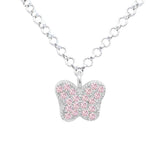 Butterfly Pendant Necklace in Sterling Silver with CZ Pavé