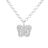 Butterfly Pendant Necklace in Sterling Silver with CZ Pavé