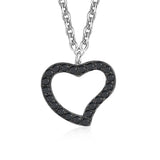 Heart Pendant Necklace in Sterling Silver with CZ Pavé