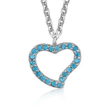 Heart Pendant Necklace in Sterling Silver with CZ Pavé