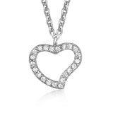 Heart Pendant Necklace in Sterling Silver with CZ Pavé