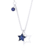 UNICORNJ Sterling Silver 925 Star Charm Pendant Necklace with Pavé Cubic Zirconia on Rolo Chain