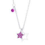 UNICORNJ Sterling Silver 925 Star Charm Pendant Necklace with Pavé Cubic Zirconia on Rolo Chain