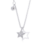 UNICORNJ Sterling Silver 925 Star Charm Pendant Necklace with Pavé Cubic Zirconia on Rolo Chain