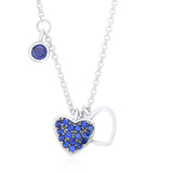 UNICORNJ Sterling Silver 925 Heart Charm Pendant Necklace with Pavé Cubic Zirconia on Rolo Chain