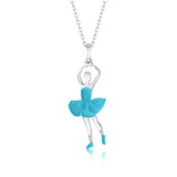 Ballet Dancer Pendant Necklace in Sterling Silver and Enamel