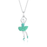Ballet Dancer Pendant Necklace in Sterling Silver and Enamel