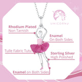Ballet Dancer Pendant Necklace in Sterling Silver and Enamel