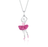 Ballet Dancer Pendant Necklace in Sterling Silver and Enamel