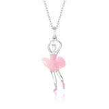 Ballet Dancer Pendant Necklace in Sterling Silver and Enamel