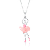 Ballet Dancer Pendant Necklace in Sterling Silver and Enamel