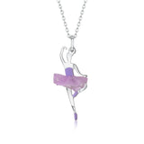 Ballet Dancer Pendant Necklace in Sterling Silver and Enamel