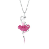 Ballet Dancer Pendant Necklace in Sterling Silver and Enamel