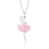 Ballet Dancer Pendant Necklace in Sterling Silver and Enamel