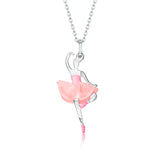 Ballet Dancer Pendant Necklace in Sterling Silver and Enamel