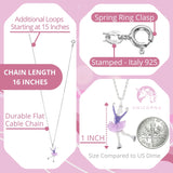 UNICORNJ Childrens Sterling Silver Girl Dancer Skater Necklace Pendant with Enamel 16"