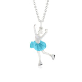 UNICORNJ Childrens Sterling Silver Girl Dancer Skater Necklace Pendant with Enamel 16"