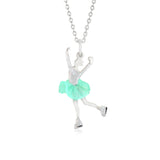 UNICORNJ Childrens Sterling Silver Girl Dancer Skater Necklace Pendant with Enamel 16"