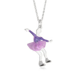 UNICORNJ Childrens Sterling Silver Girl Dancer Skater Necklace Pendant with Enamel 16"