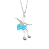 UNICORNJ Childrens Sterling Silver Girl Dancer Skater Necklace Pendant with Enamel 16"