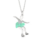 UNICORNJ Childrens Sterling Silver Girl Dancer Skater Necklace Pendant with Enamel 16"