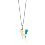 UNICORNJ Sterling Silver 925 Unicorn Pendant Necklace with Color Enamel on Chain 16"