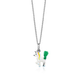 UNICORNJ Sterling Silver 925 Unicorn Pendant Necklace with Color Enamel on Chain 16"