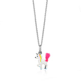 UNICORNJ Sterling Silver 925 Unicorn Pendant Necklace with Color Enamel on Chain 16"
