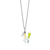 UNICORNJ Sterling Silver 925 Unicorn Pendant Necklace with Color Enamel on Chain 16"