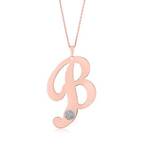 Initial Pendant in Rose Gold Plated Sterling Silver with CZ Letters on 20" Chain