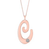 Initial Pendant in Rose Gold Plated Sterling Silver with CZ Letters on 20" Chain