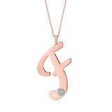 Initial Pendant in Rose Gold Plated Sterling Silver with CZ Letters on 20" Chain