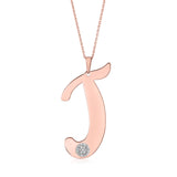 Initial Pendant in Rose Gold Plated Sterling Silver with CZ Letters on 20" Chain