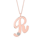 Initial Pendant in Rose Gold Plated Sterling Silver with CZ Letters on 20" Chain