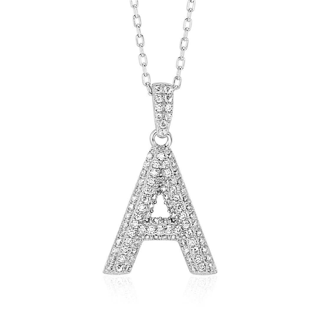 Sterling Silver Letter V Initial Pendant Necklace