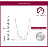 Sterling Silver Rose Gold Plated High Polished Fantasy Bow Pendant Necklace on Rolo Chain 16"