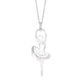 Sterling Silver Rose Gold Large Ballerina Ballet Dancer Passe Silhouette Necklace Long Rolo Chain